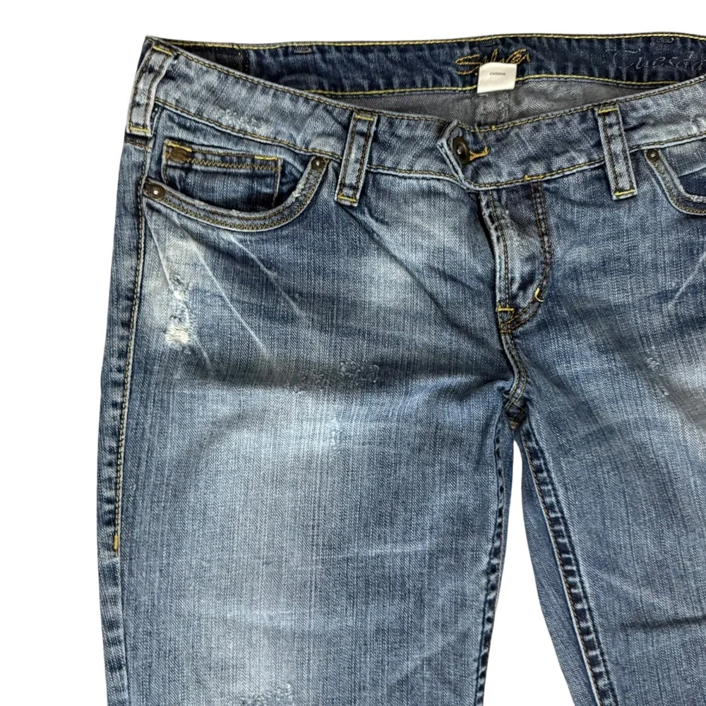 Silver Jeans Tuesday Bootcut Mens 34x33 Blue Good Distressed Low Rise‎ Denim